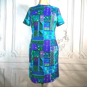 60s Vintage Gogo Psychedelic Mini Dress L Groovy